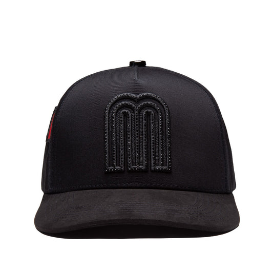 M Rhinestone Snapback - Black